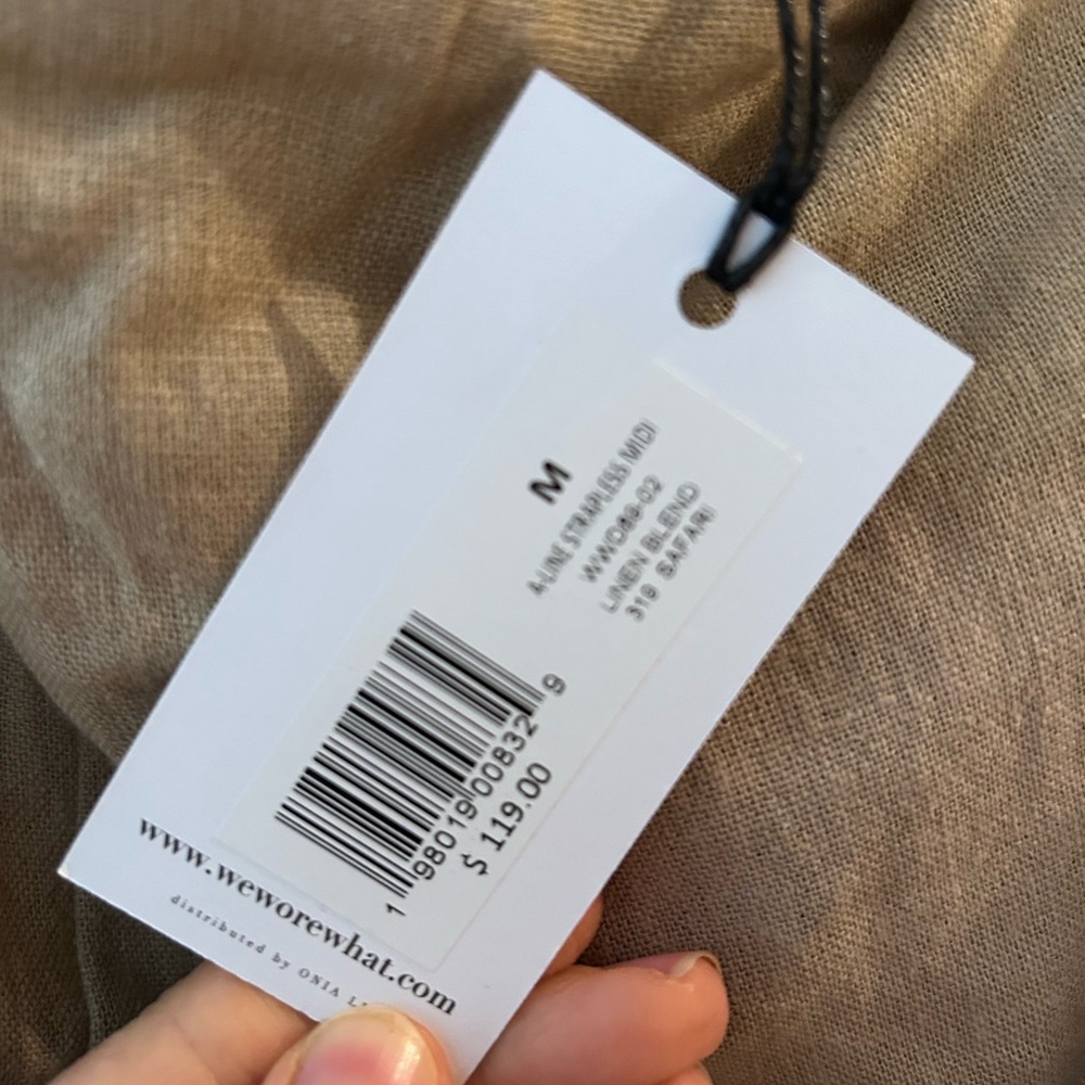 A-line WeWoreWhat Strapless linen Dress new with tags medium - Picture 7 of 7